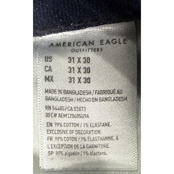 American Eagle Jeans Mens 31x30 Blue Flex Relaxed Straight Dark Wash Denim - Picture 6 of 6